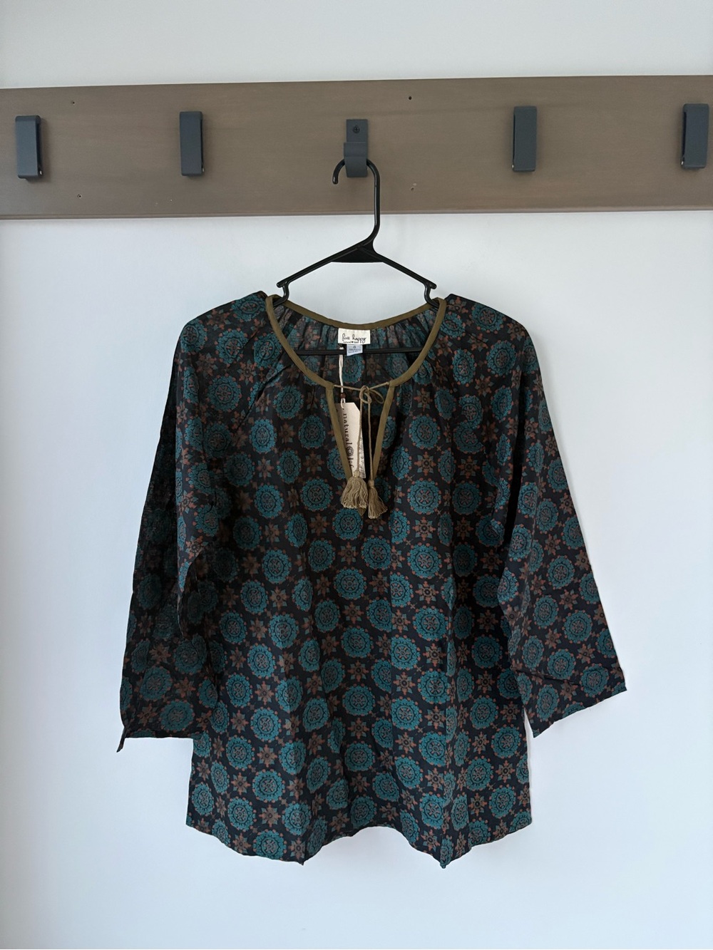 Natural Life 100% Cotton Tunic Boho Paisley Medallion Print Top S NWT